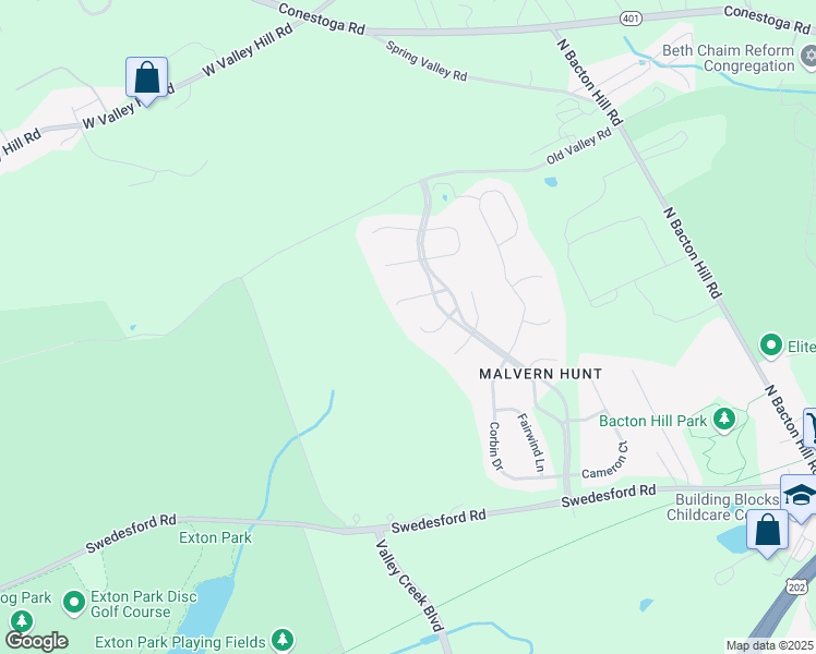 map of restaurants, bars, coffee shops, grocery stores, and more near 12 Hayworth Circle in Exton