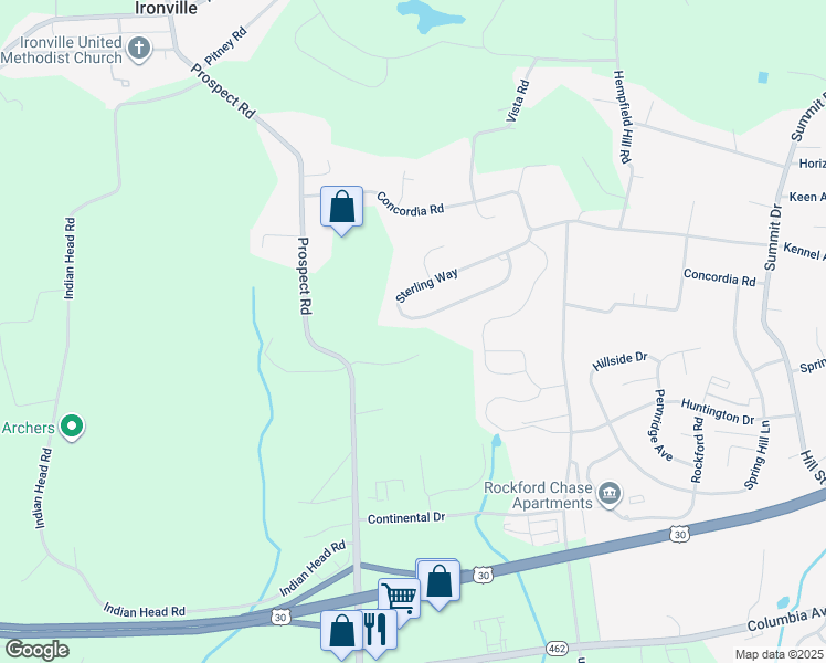 map of restaurants, bars, coffee shops, grocery stores, and more near 3871 Sterling Way in Columbia