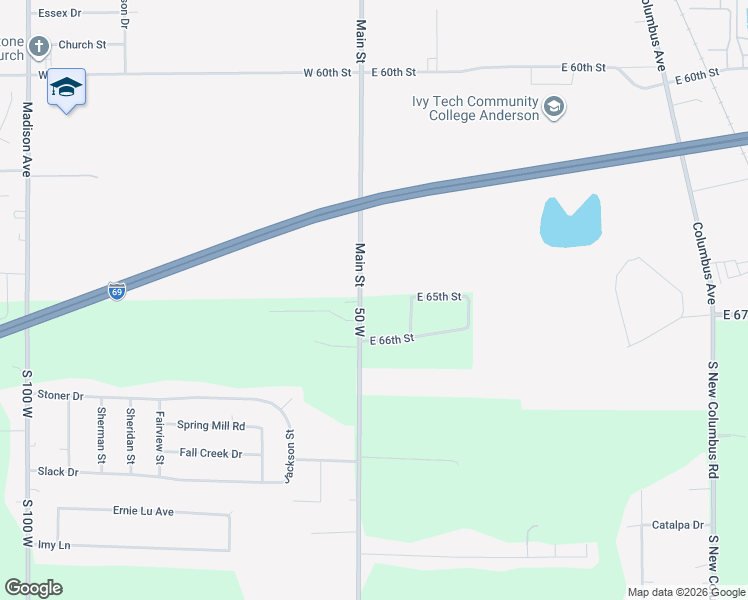 map of restaurants, bars, coffee shops, grocery stores, and more near 4012 South 50 West in Anderson