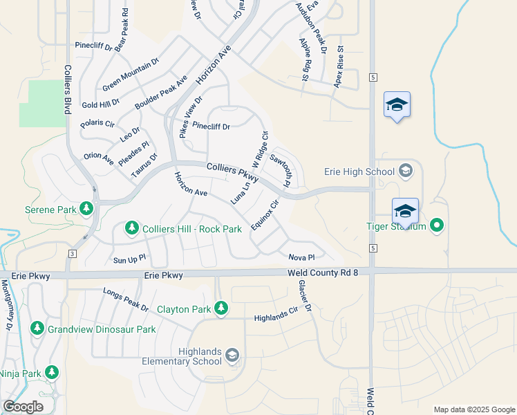 map of restaurants, bars, coffee shops, grocery stores, and more near 238 Luna Court in Erie