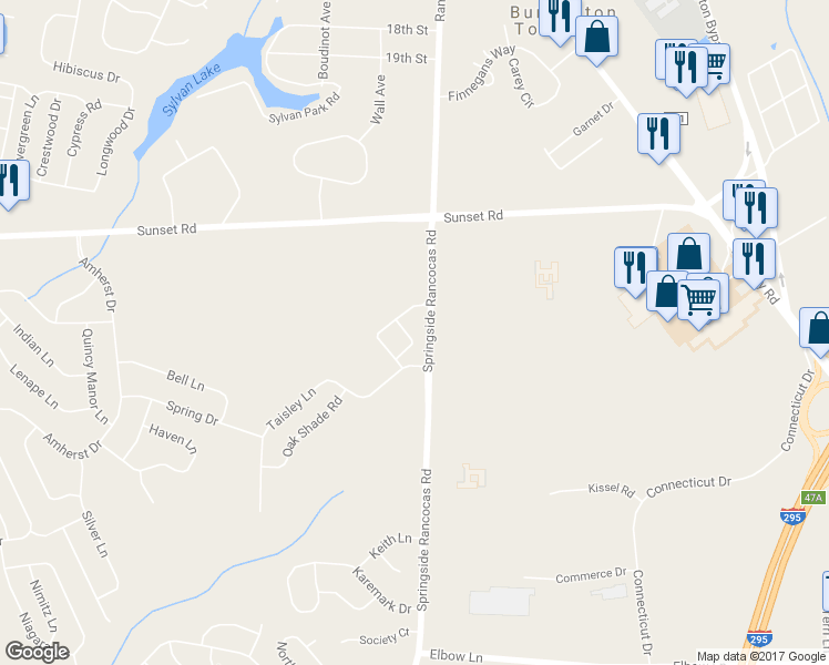 map of restaurants, bars, coffee shops, grocery stores, and more near 20 Knightwood Road in Burlington