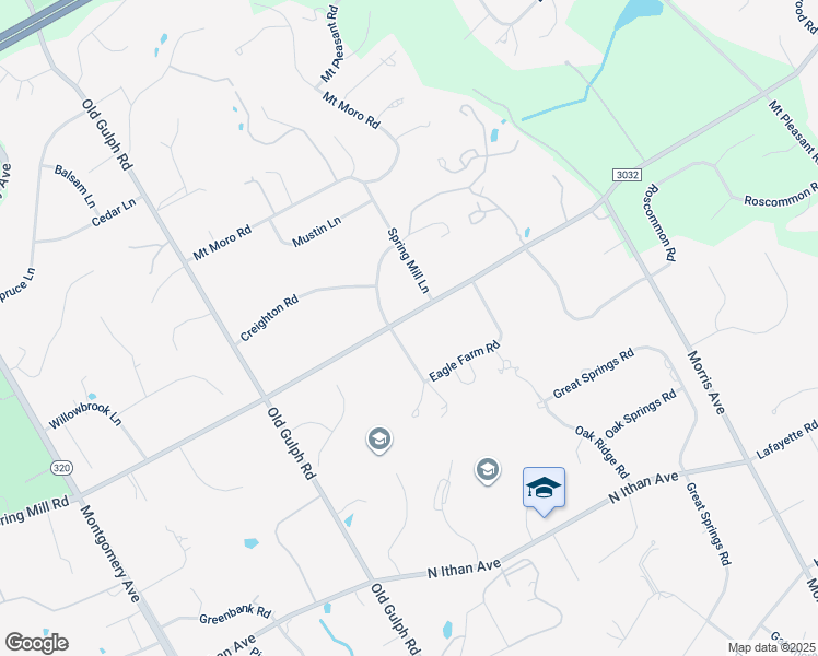 map of restaurants, bars, coffee shops, grocery stores, and more near 1245 Farview Road in Villanova