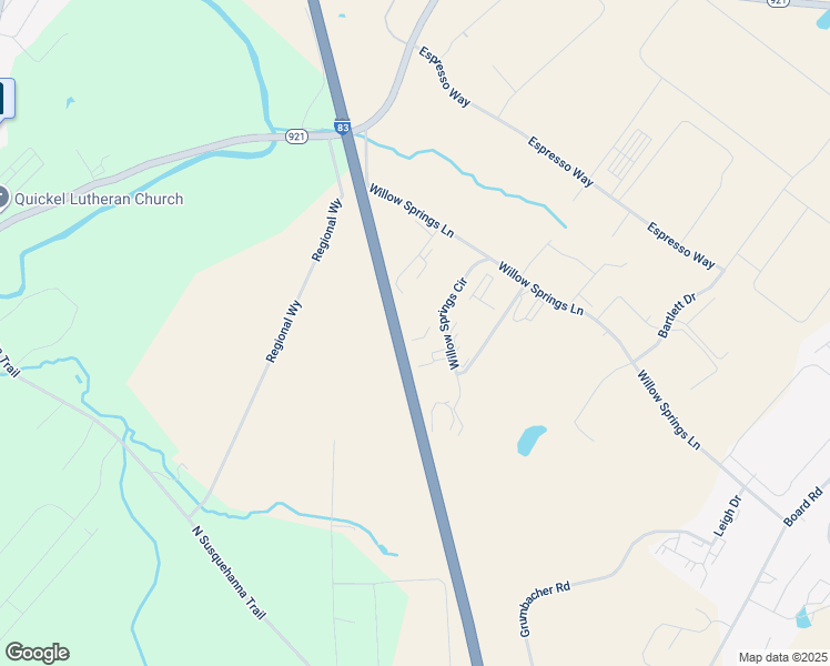map of restaurants, bars, coffee shops, grocery stores, and more near 76 Willow Springs Circle in York