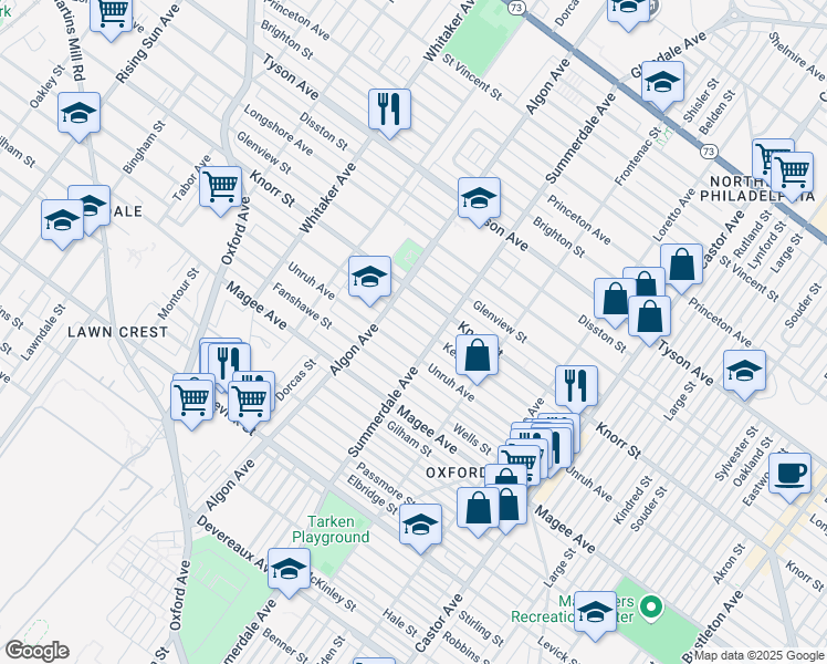 map of restaurants, bars, coffee shops, grocery stores, and more near 1126 Kerper Street in Philadelphia