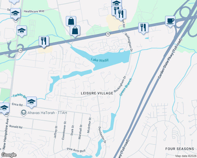 map of restaurants, bars, coffee shops, grocery stores, and more near 103E Edinburgh Lane in Lakewood