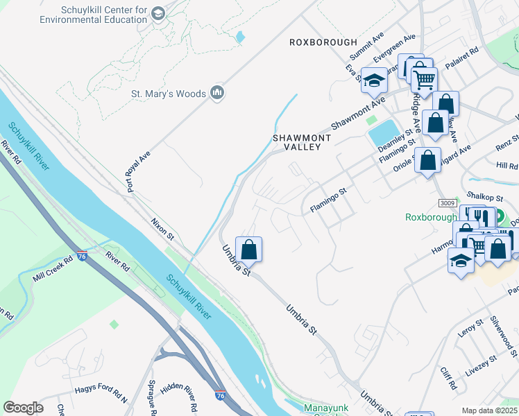 map of restaurants, bars, coffee shops, grocery stores, and more near 907 Autumn River Run in Philadelphia