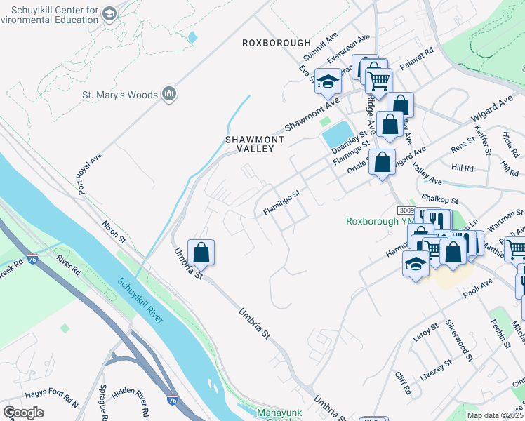 map of restaurants, bars, coffee shops, grocery stores, and more near 368 Flamingo Street in Philadelphia