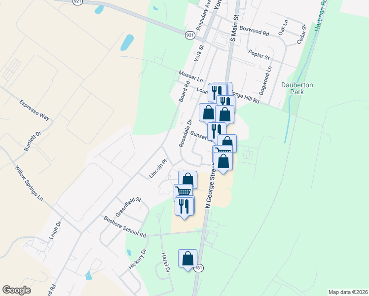 map of restaurants, bars, coffee shops, grocery stores, and more near 125 Rosedale Dr in Manchester