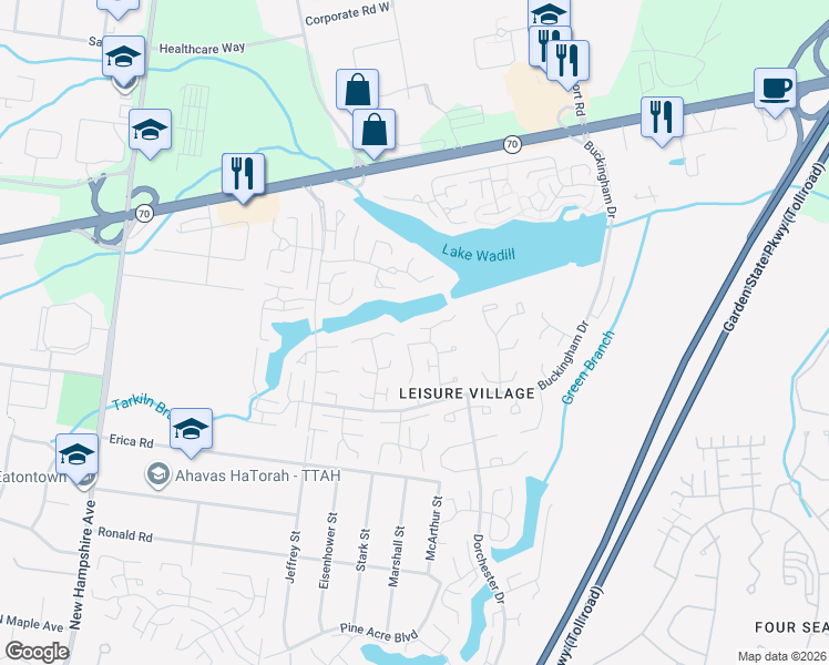 map of restaurants, bars, coffee shops, grocery stores, and more near 101C Edinburgh Lane in Lakewood Township
