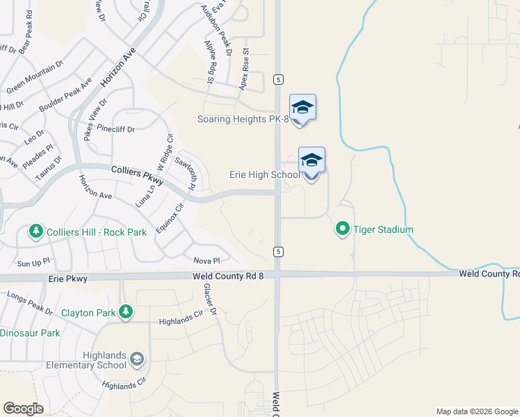 map of restaurants, bars, coffee shops, grocery stores, and more near 3001-3187 Co Road 5 in Erie