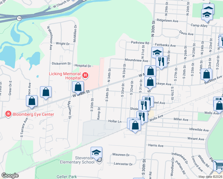 map of restaurants, bars, coffee shops, grocery stores, and more near 1212 Wintermute Avenue in Newark