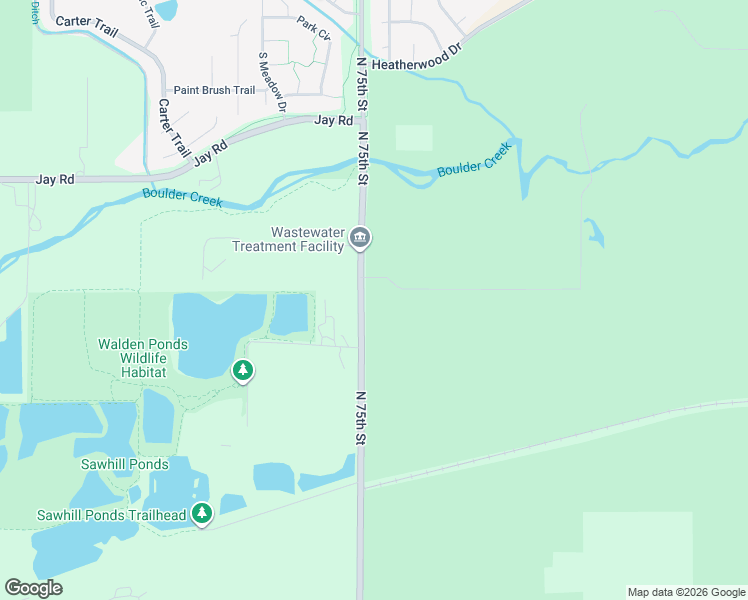 map of restaurants, bars, coffee shops, grocery stores, and more near 3986 North 75th Street in Boulder