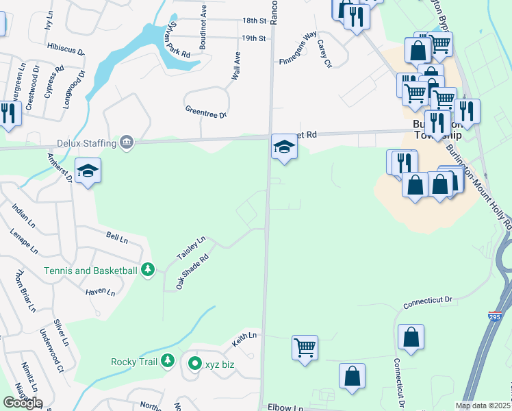 map of restaurants, bars, coffee shops, grocery stores, and more near 20 Knightwood Road in Burlington