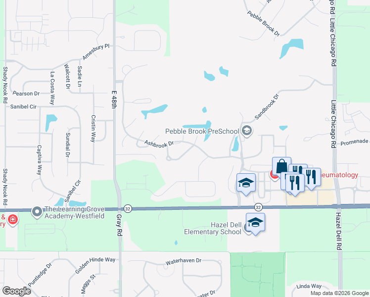 map of restaurants, bars, coffee shops, grocery stores, and more near 5163 Trull Brook Drive in Noblesville