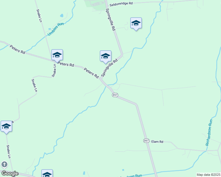 map of restaurants, bars, coffee shops, grocery stores, and more near 231 Springville Rd in KINZERS