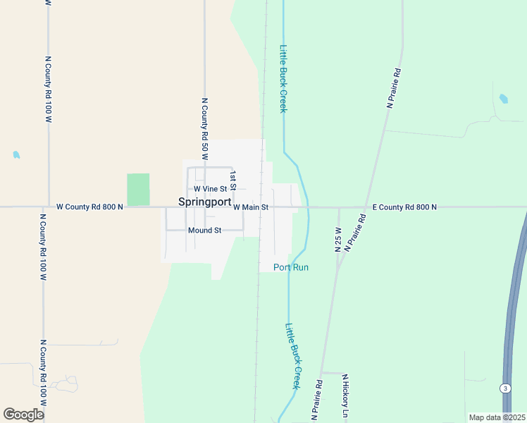 map of restaurants, bars, coffee shops, grocery stores, and more near 307 West Main Street in Springport