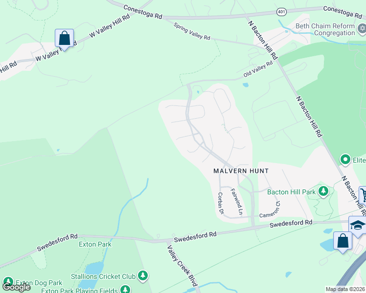 map of restaurants, bars, coffee shops, grocery stores, and more near 12 Hayworth Circle in Exton