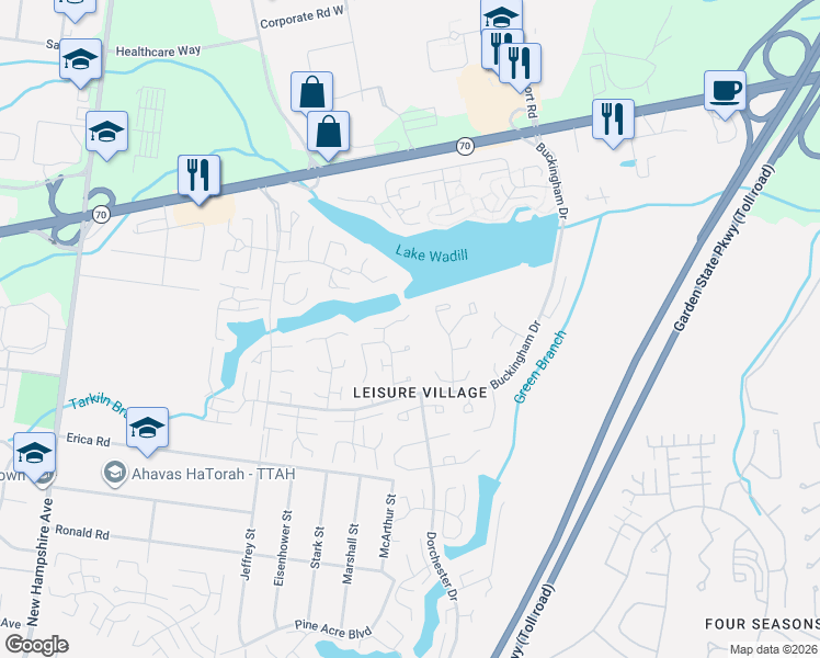 map of restaurants, bars, coffee shops, grocery stores, and more near 103F Edinburgh Lane in Lakewood