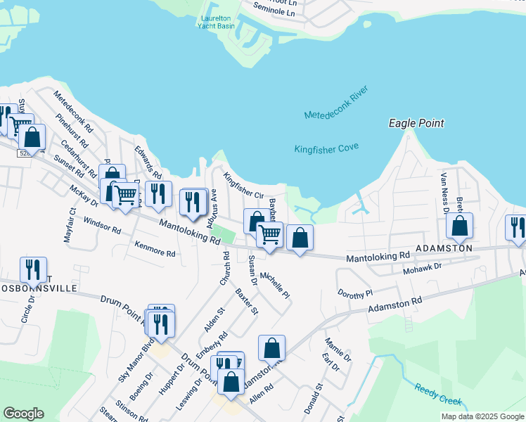 map of restaurants, bars, coffee shops, grocery stores, and more near 24 Bayberry Avenue in Brick Township