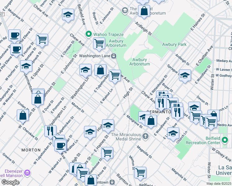 map of restaurants, bars, coffee shops, grocery stores, and more near 463 East Cosgrove Street in Philadelphia