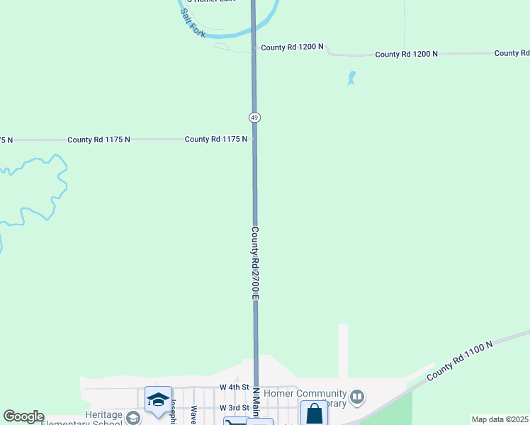 map of restaurants, bars, coffee shops, grocery stores, and more near 1152 Illinois 49 in Homer