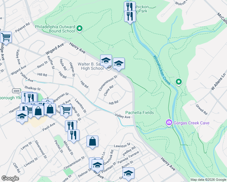 map of restaurants, bars, coffee shops, grocery stores, and more near 7035 Cardin Road in Philadelphia