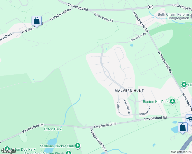 map of restaurants, bars, coffee shops, grocery stores, and more near 12 Hayworth Circle in Exton