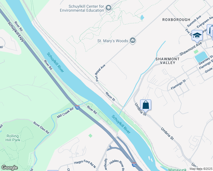 map of restaurants, bars, coffee shops, grocery stores, and more near 121R Port Royal Avenue in Philadelphia