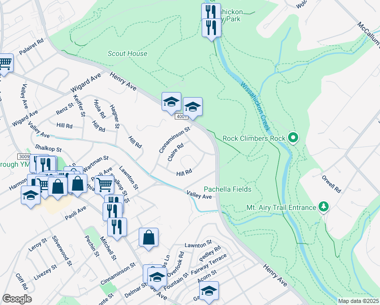 map of restaurants, bars, coffee shops, grocery stores, and more near 7023 Voigt Road in Philadelphia
