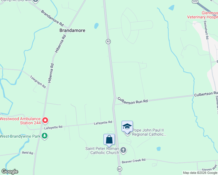 map of restaurants, bars, coffee shops, grocery stores, and more near 3054 South Manor Road in Coatesville