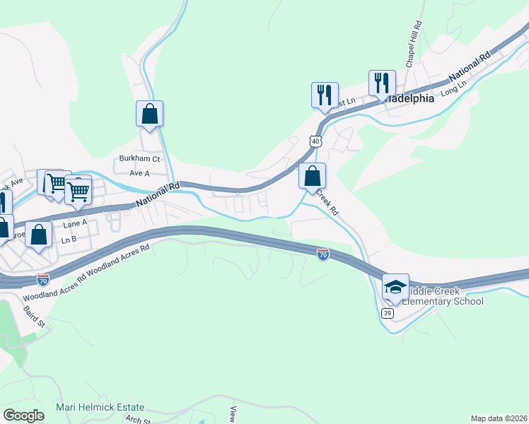 map of restaurants, bars, coffee shops, grocery stores, and more near 64 Folmer Street in Triadelphia