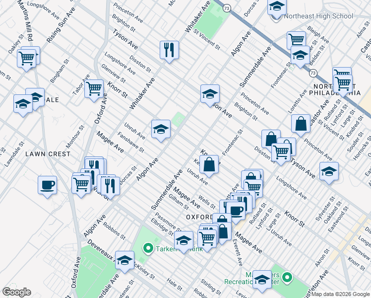 map of restaurants, bars, coffee shops, grocery stores, and more near 1126 Kerper Street in Philadelphia