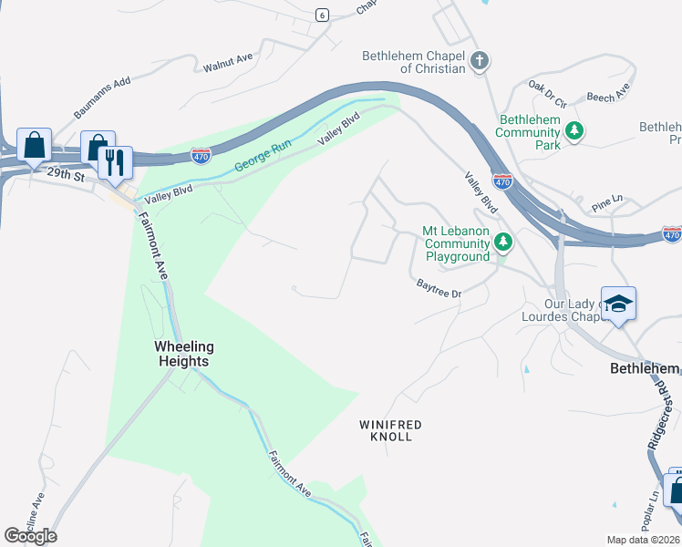 map of restaurants, bars, coffee shops, grocery stores, and more near 16-23 Renaissance Way in Bethlehem