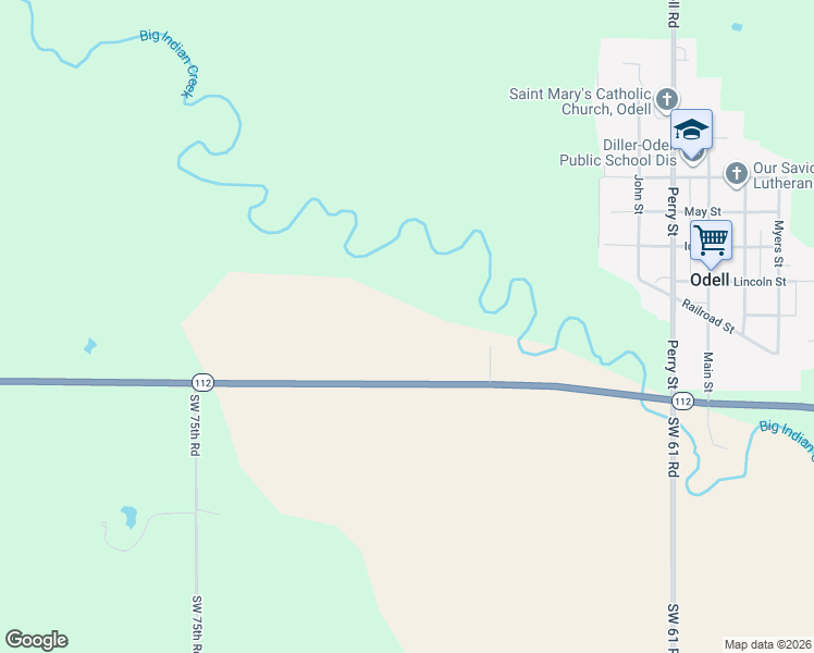 map of restaurants, bars, coffee shops, grocery stores, and more near in Odell