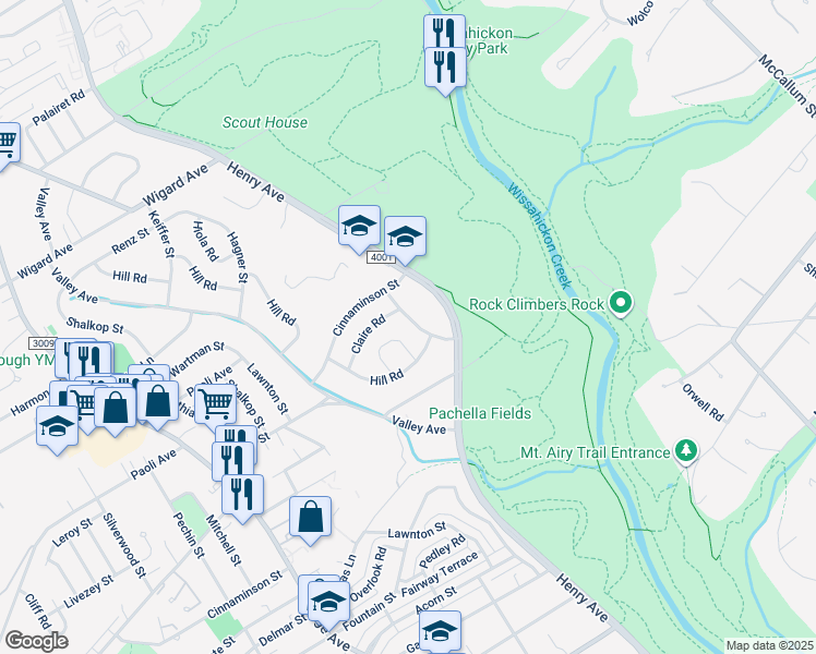 map of restaurants, bars, coffee shops, grocery stores, and more near 7024 Crease Lane in Philadelphia