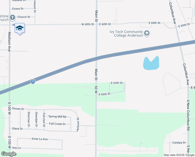 map of restaurants, bars, coffee shops, grocery stores, and more near 4012 South 50 West in Anderson