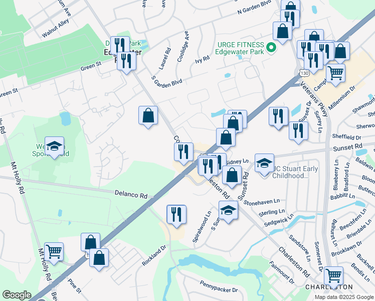 map of restaurants, bars, coffee shops, grocery stores, and more near 1294 Cooper Street in Beverly