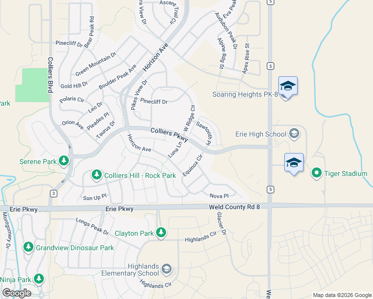 map of restaurants, bars, coffee shops, grocery stores, and more near 238 Luna Court in Erie