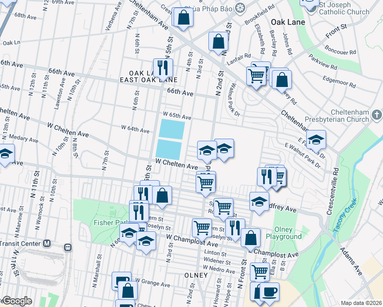map of restaurants, bars, coffee shops, grocery stores, and more near 239 West Chelten Avenue in Philadelphia