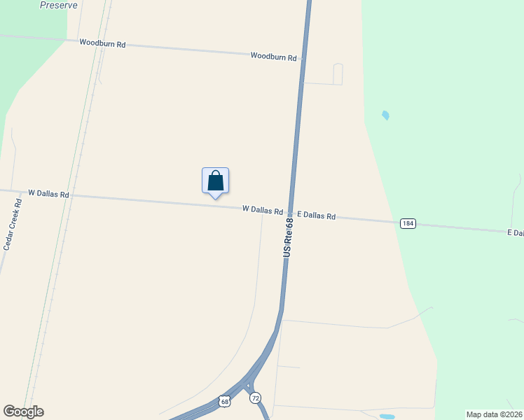 map of restaurants, bars, coffee shops, grocery stores, and more near Moores Run Road in Urbana