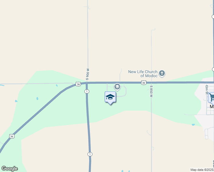 map of restaurants, bars, coffee shops, grocery stores, and more near 8707 U.S. 36 in Modoc