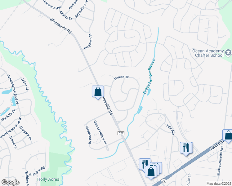 map of restaurants, bars, coffee shops, grocery stores, and more near 188 Ashdown Forest Lane in Toms River
