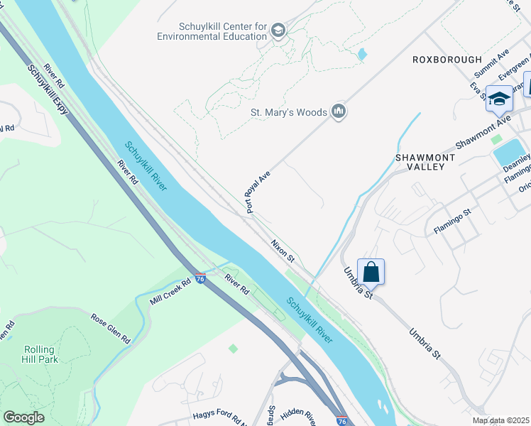 map of restaurants, bars, coffee shops, grocery stores, and more near 121R Port Royal Avenue in Philadelphia