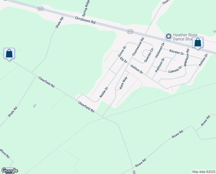 map of restaurants, bars, coffee shops, grocery stores, and more near 39 Noble Drive in Shippensburg