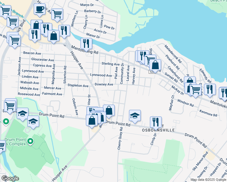 map of restaurants, bars, coffee shops, grocery stores, and more near 454 Carlisa Dr in Brick