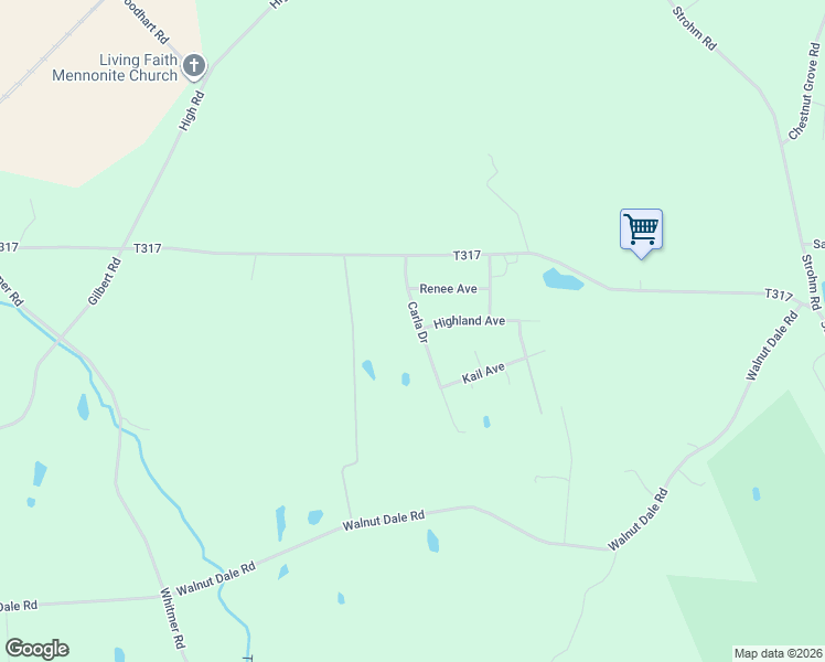 map of restaurants, bars, coffee shops, grocery stores, and more near 33 Carla Drive in Shippensburg