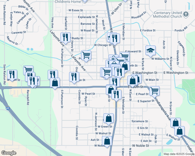 map of restaurants, bars, coffee shops, grocery stores, and more near 415 West Washington Street in Lebanon