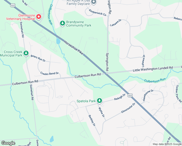 map of restaurants, bars, coffee shops, grocery stores, and more near 115 Culbertson Run Road in Downingtown