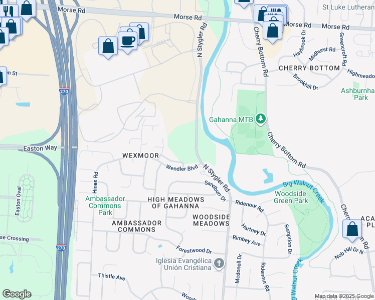 map of restaurants, bars, coffee shops, grocery stores, and more near 4860 Wendler Boulevard in Columbus