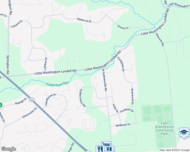 map of restaurants, bars, coffee shops, grocery stores, and more near 60 Ponds Edge Dr in Downingtown